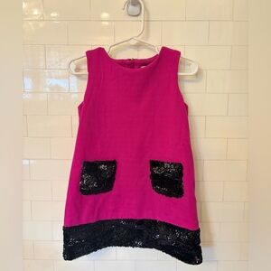 Milly Minis Pink Dress with Black Sequin Accents (Size 4/5)